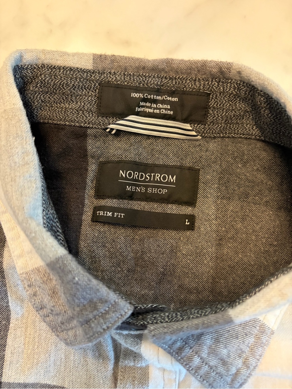 Nordstrom Men's Black & White Plaid Button-Down Shirt - Picture 3 of 4